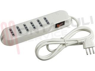 Immagine di PRESA MULTIPLA 6 PRESE 10A C/CAVO+INT. BIANCO