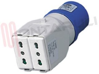 Immagine di ADATTATORE CEE 2P+T 16A A 2 PRESE BIVALENTI