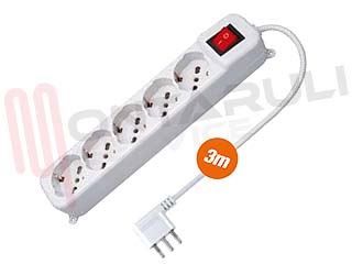 Immagine di PRESA MULTIPLA 5PR. SCHUKO/BIV. C/CAVO+INT. 2P+T 16A BIANCA