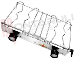 Immagine di GRIGLIA 2 FUOCHI FILO 400X218MM. + RUBINETTI + MANOPOLE SVB