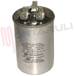 Immagine di CONDENSATORE 20+1,5MF 370/400VAC METALLICO