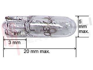 Immagine di LAMPADA MINIATURA 12V 100MA T5WB 5X20 ZOCCOLO IN VETRO