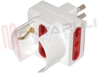 Immagine di ADATTATORE TRIPLO/SCHUKO 10A 2P+T BIANCO