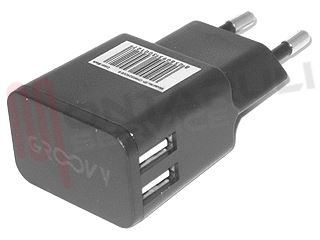 Immagine di CARICATORE NERO DOPPIO USB 2,4A 5V A SPINA