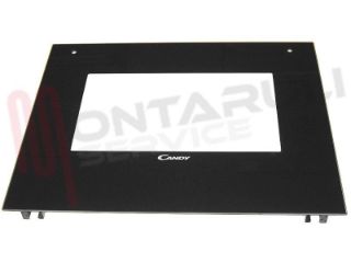 Immagine di VETRO FORNO CON FORI  MANIGLIA ALT.468X590MM. NERO