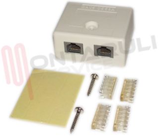 Immagine di DOPPIA PRESA MODULARE RJ45 CAT5 DA PARETE