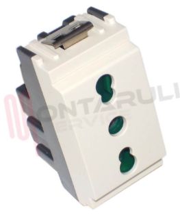 Immagine di PRESA BIVALENTE 2P+T 16A P17/11 BIANCO AVORIO SERIE IDEA