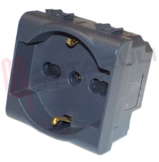 Immagine di PRESA 2P+T 16A BIVALENTE SCHUKO NERA SERIE CHORUS