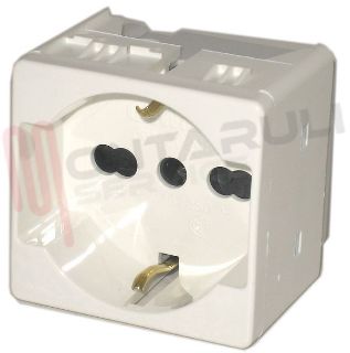 Immagine di PRESA BIVALENTE + UNEL 2P+T 16A BIANCA SERIE SYSTEM