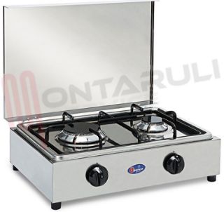 Immagine di FORNELLO 2 FUOCHI INOX PIANO ESTRAIB.VALV. GPL
