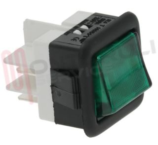 Immagine di INTERRUTTORE BIPOLARE 16A TASTO QUADRATO LUMINOSO VERDE