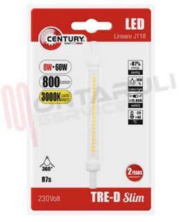 Immagine di LAMPADA A LED R7S 8W 3000K LUCE CALDA RESA/60W L=118MM. SLIM