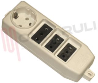 Immagine di PRESA MULTIPLA 4PR. SCHUKO+16A+2X10A BIANCA S/CAVO