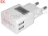 Immagine di CARICATORE BIANCO DOPPIO USB 2,4A 5V A SPINA