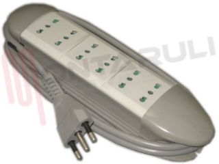 Immagine di PRESA MULTIPLA 6PR. BIVALENTI CON CAVO 3X1MMQ 1,5 MT.
