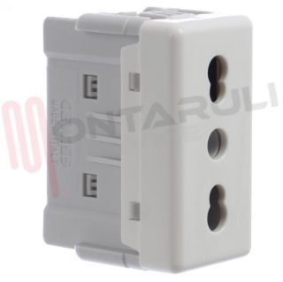 Immagine di PRESA BIVALENTE 2P+T 16A BIANCO SERIE SYSTEM