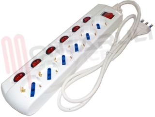 Immagine di PRESA MULTIPLA 6PR. BIVALENTE/SCHUKO + 7INTERRUTTORI