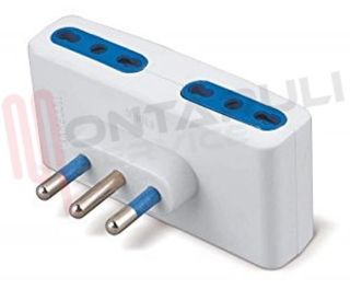 Immagine di ADATTATORE QUADRUPLO PIATTO 4 PRESE 2P+T 16A BIANCO