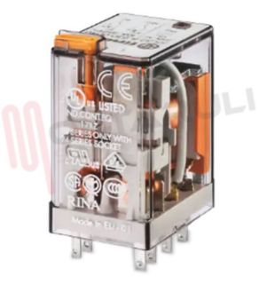 Immagine di MINIRELE' 2 SCAMBI 10A 24VAC C/TASTO PROVA+LED+IND. MECC.