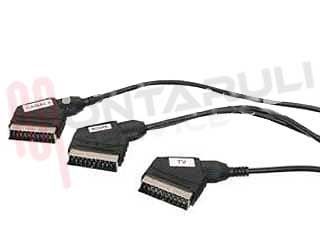 Immagine di CAVO SCART 21 POLI 3 SCART VIDEO/TV/READER MT.1,5